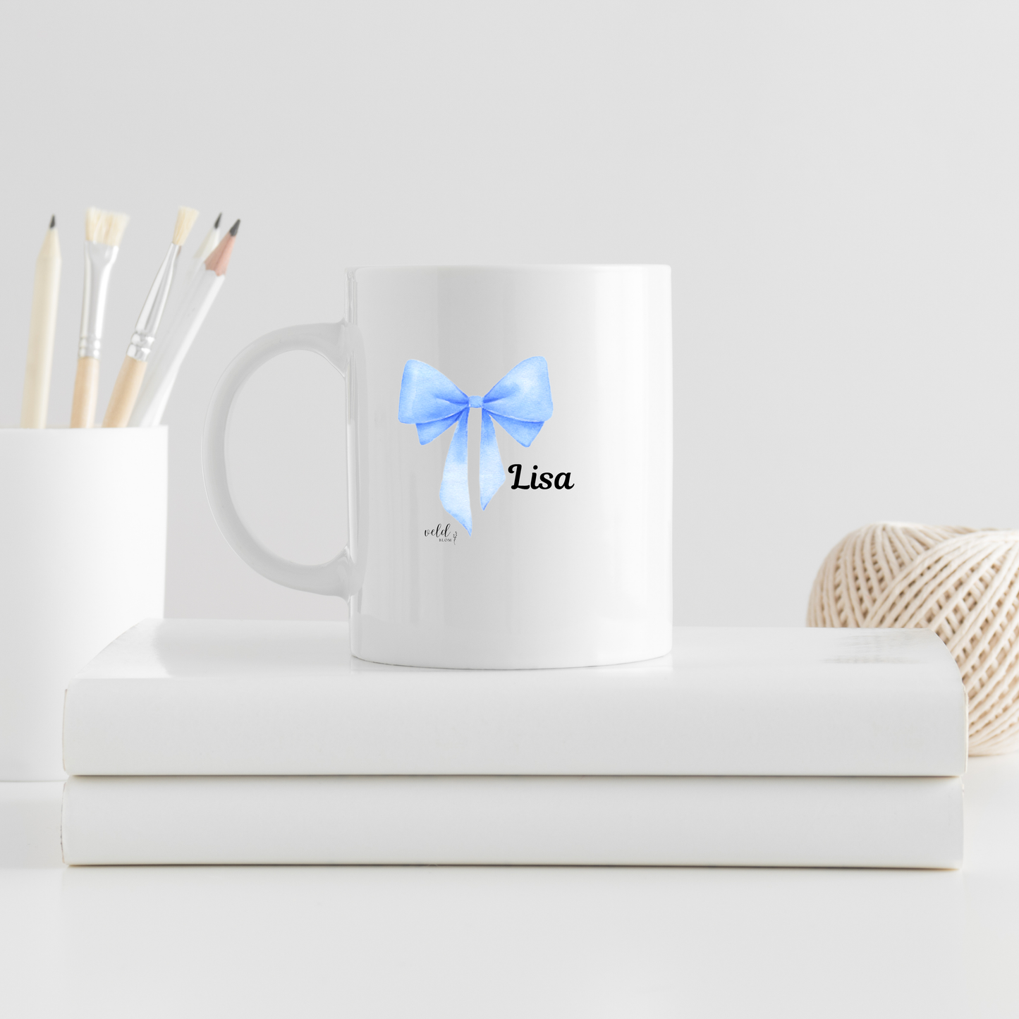 Personalised Teacher Mug with Blue Ribbon | Custom Ceramic Gift