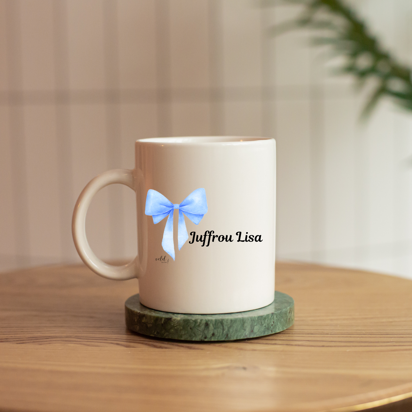 Personalised Teacher Mug with Blue Ribbon | Custom Ceramic Gift