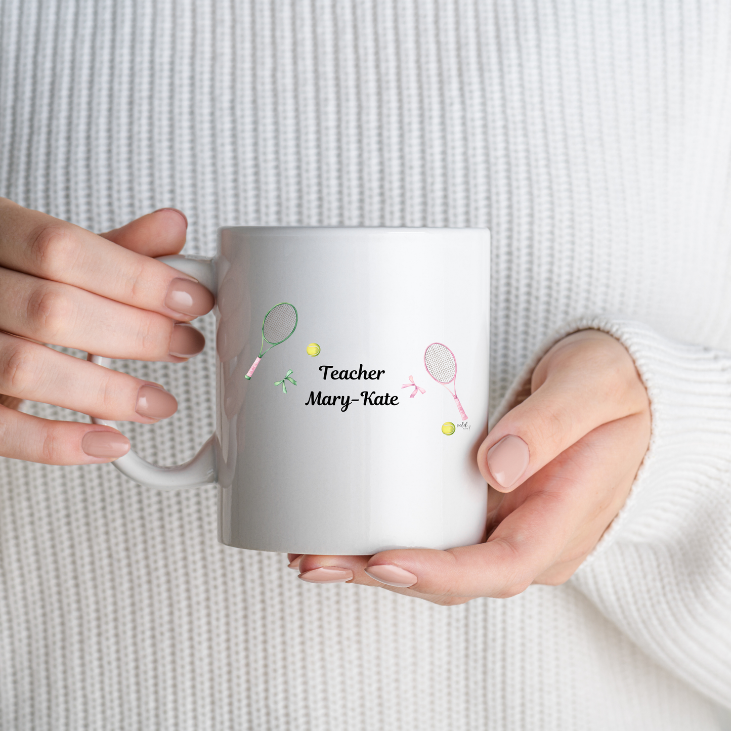 Personalised Teacher Mug with Tennis Design | Custom Ceramic Gift