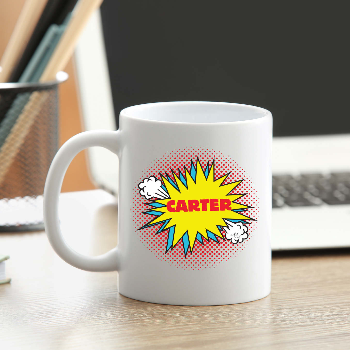 Personalised Male Teacher Mug with Superhero Pop Art | Custom Ceramic Gift