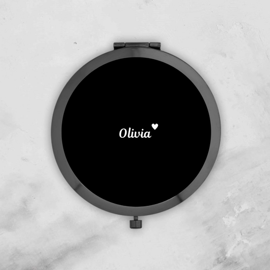 Personalised Round Black Pocket Mirror | Bridal & Bridesmaid Gift