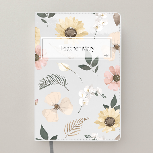 Teacher Notebook Personalised with Name and Pastel Floral Design | Teacher Appreciation Gift | Teacher Planner for Back to School