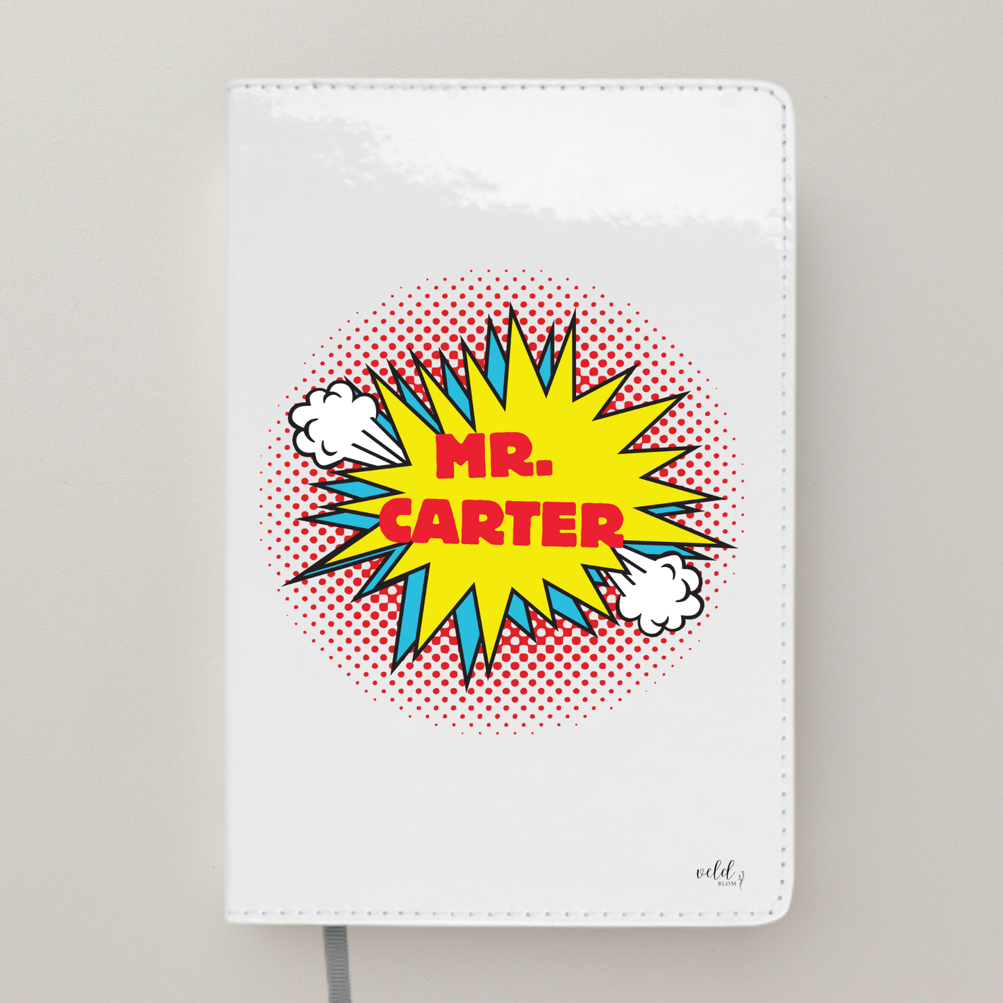 Teacher Notebook Personalised with Name and Superhero Pop Art Design | Male Teacher Appreciation Gift | Teacher Planner for Back to School