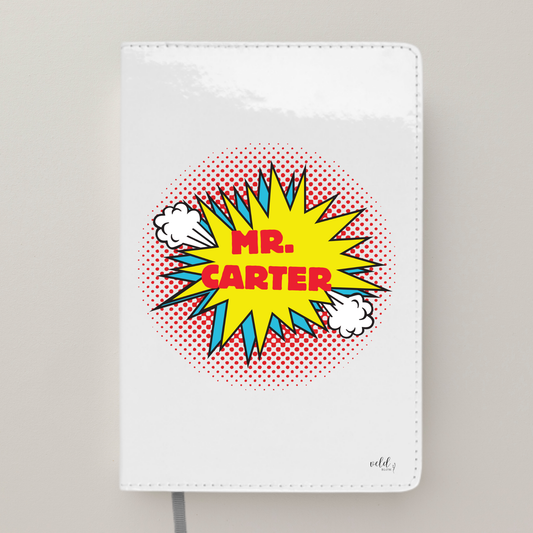 Personalised Notebook with Name and Superhero Pop Art Design | Male Teacher Appreciation Gift | Teacher Planner for Back to School