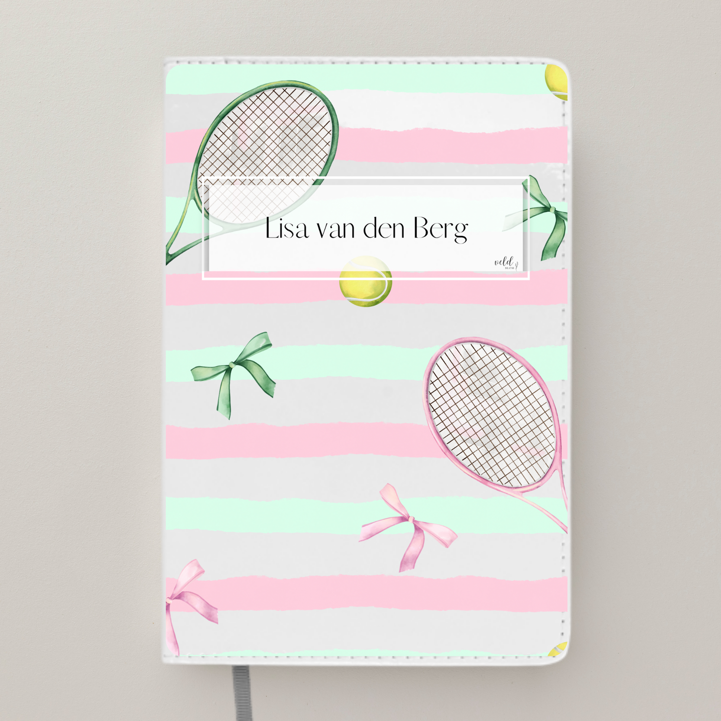 Teacher Notebook Personalised with Name and Tennis Ribbon Design | Sport Teacher Appreciation Gift | Teacher Planner for Back to School
