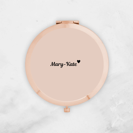 Personalised Round Rose Gold Pocket Mirror | Bridal & Bridesmaid Gift