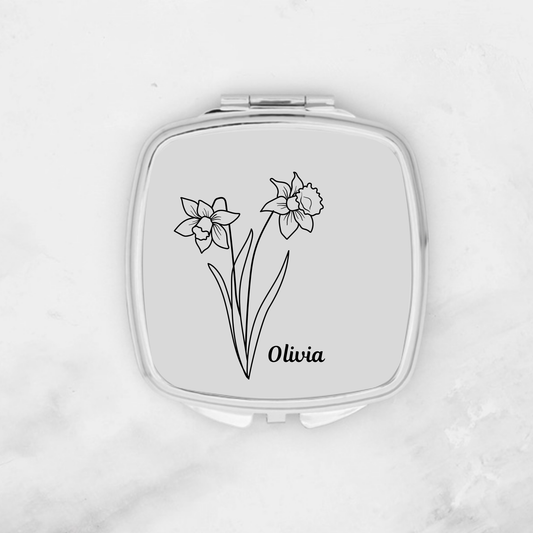 Personalised Silver Square Pocket Mirror | Bridal & Bridesmaid Gift